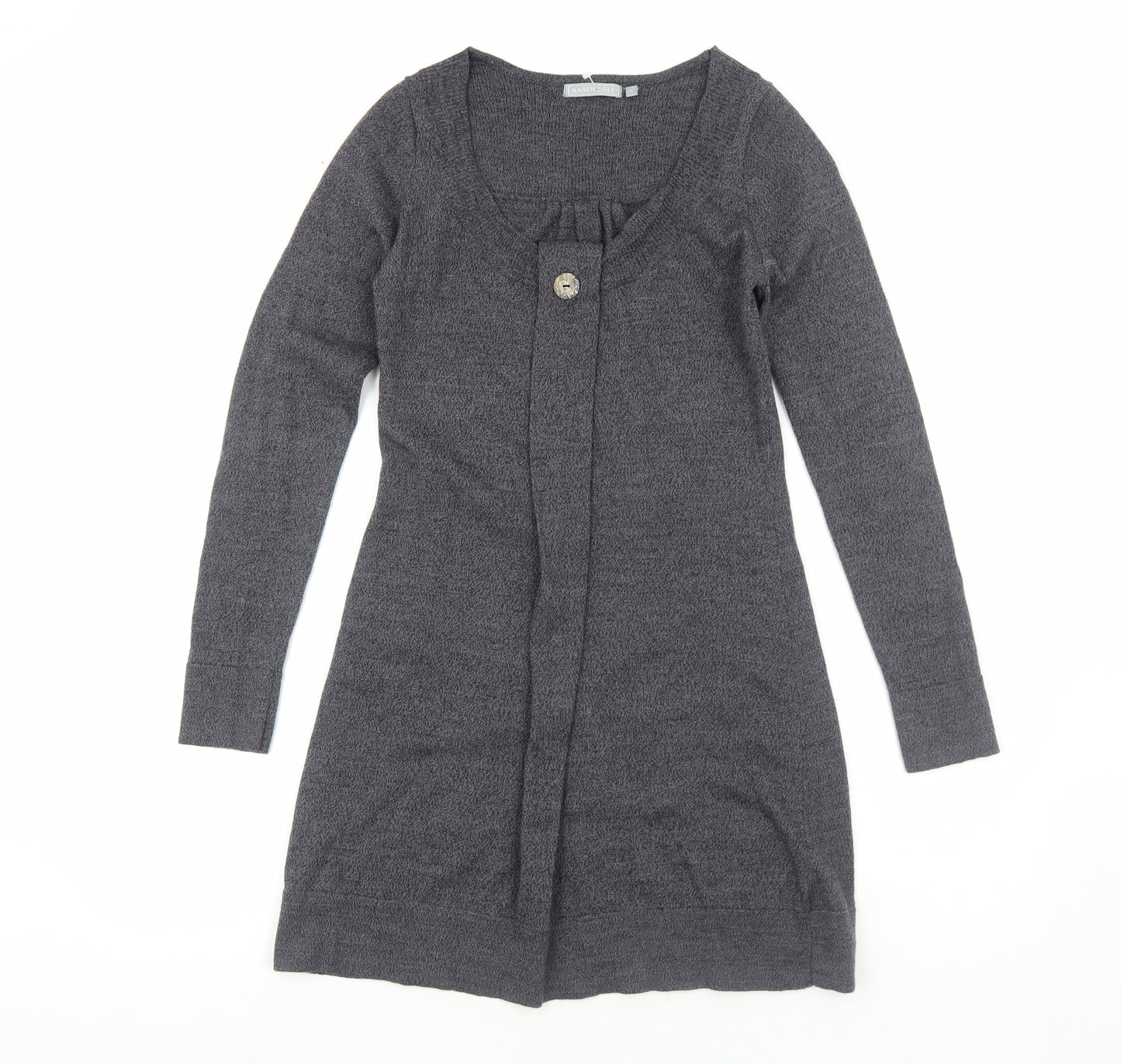 Karen Cole Womens Grey Acrylic Jumper Dress Size S Scoop Neck Pullover