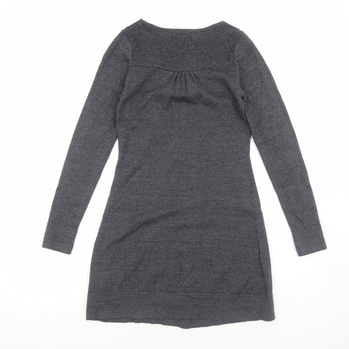 Karen Cole Womens Grey Acrylic Jumper Dress Size S Scoop Neck Pullover