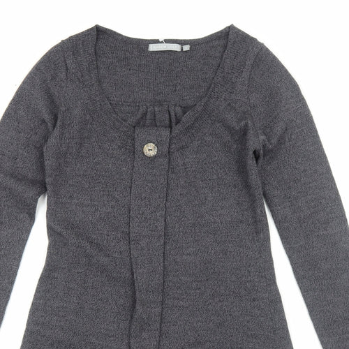 Karen Cole Womens Grey Acrylic Jumper Dress Size S Scoop Neck Pullover