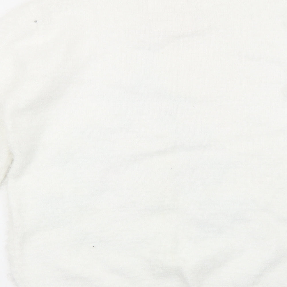TU Girls White Round Neck Polyamide Pullover Jumper Size 14 Years Pullover - Jingle Bells