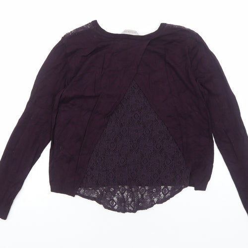 Dorothy Perkins Womens Purple Round Neck Viscose Pullover Jumper Size 8 - Lace detail