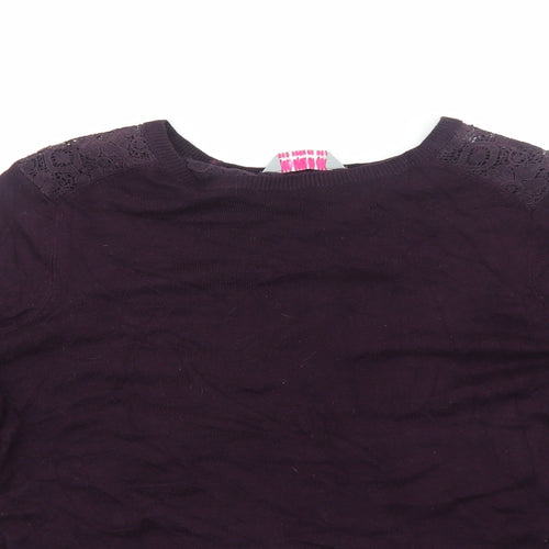 Dorothy Perkins Womens Purple Round Neck Viscose Pullover Jumper Size 8 - Lace detail