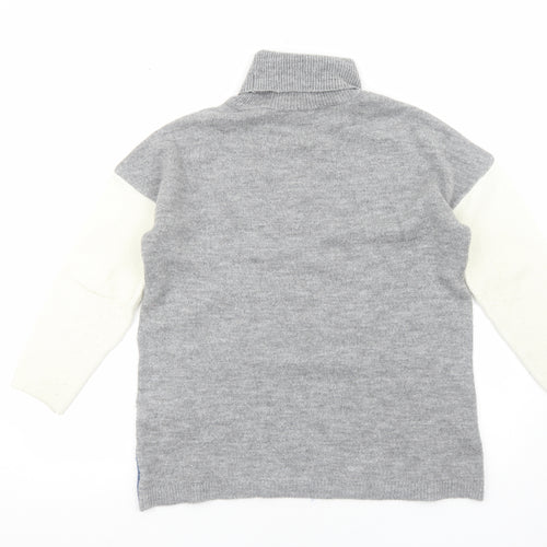 Peacocks Womens Grey Roll Neck Acrylic Pullover Jumper Size M - Colourblock