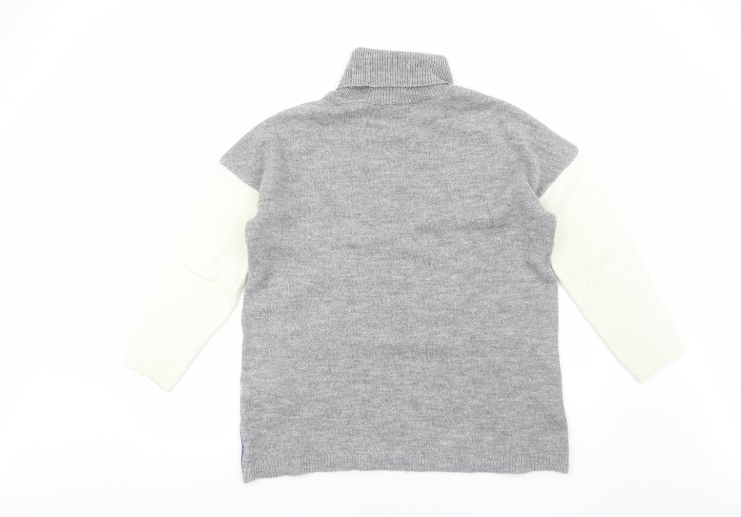 Peacocks Womens Grey Roll Neck Acrylic Pullover Jumper Size M - Colourblock