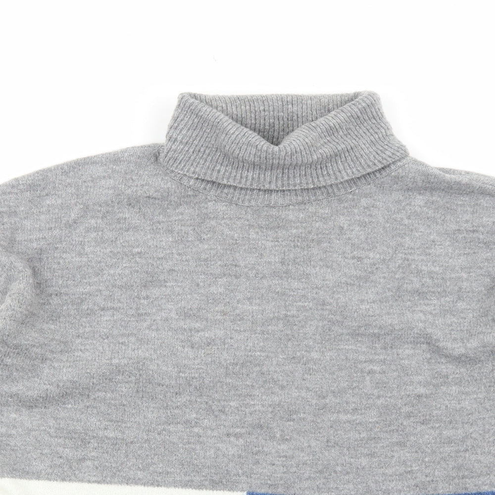 Peacocks Womens Grey Roll Neck Acrylic Pullover Jumper Size M - Colourblock