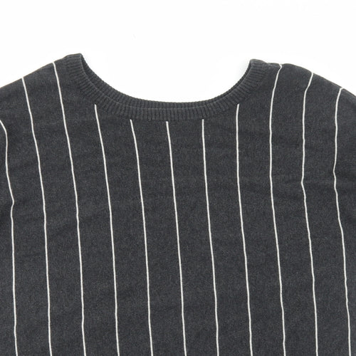 Atmosphere Womens Grey Round Neck Striped Cotton Pullover Jumper Size 10