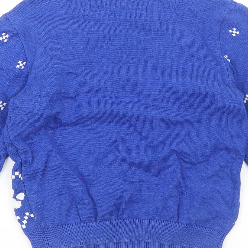 George Boys Blue Round Neck Fair Isle Cotton Pullover Jumper Size 4-5 Years Pullover - Paw Patrol Christmas