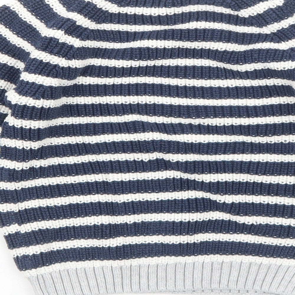 George Boys Blue Round Neck Striped Cotton Pullover Jumper Size 3-4 Years Pullover