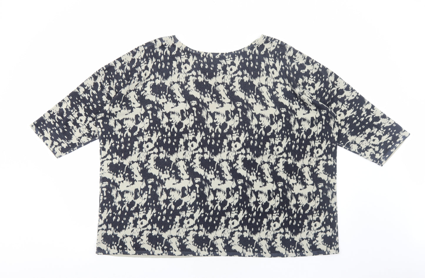 Marks and Spencer Womens Black Boat Neck Geometric Acrylic Pullover Jumper Size 20