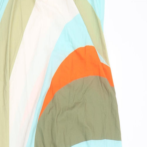 Preworn Womens Green Geometric Polyester Maxi Size L Scoop Neck Pullover - Drop hem