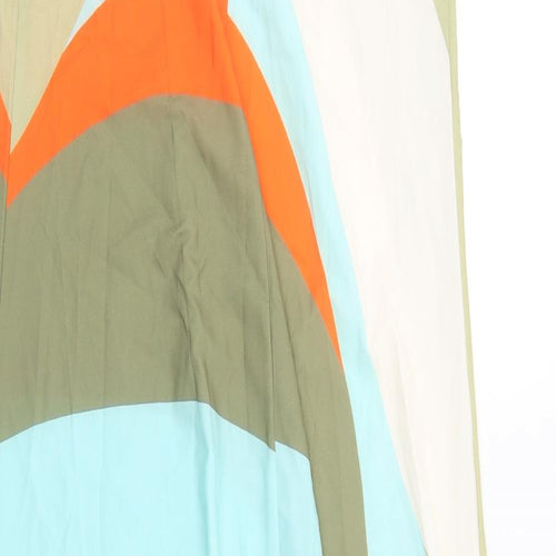Preworn Womens Green Geometric Polyester Maxi Size L Scoop Neck Pullover - Drop hem