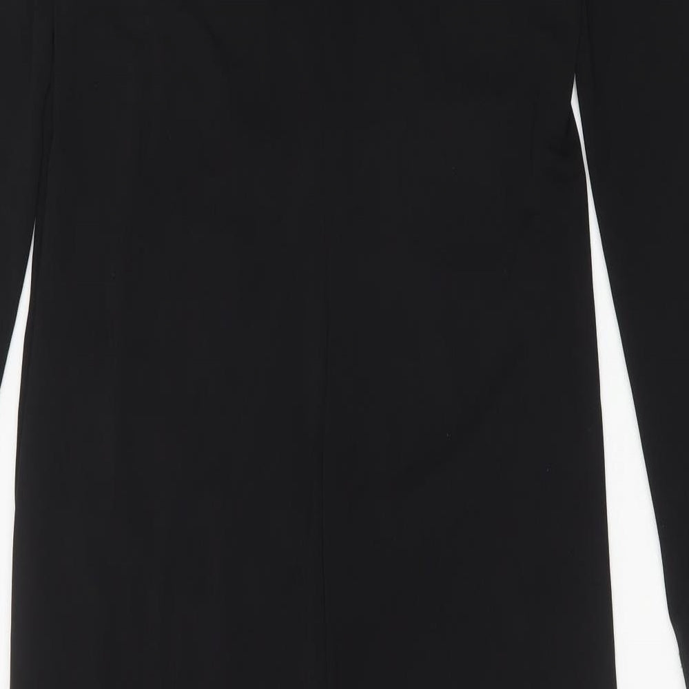 Zara Womens Black Polyester A-Line Size XL V-Neck Zip