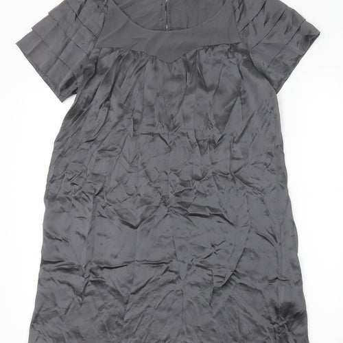 Set Womens Grey Silk Shift Size 10 Scoop Neck Pullover