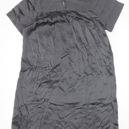 Set Womens Grey Silk Shift Size 10 Scoop Neck Pullover