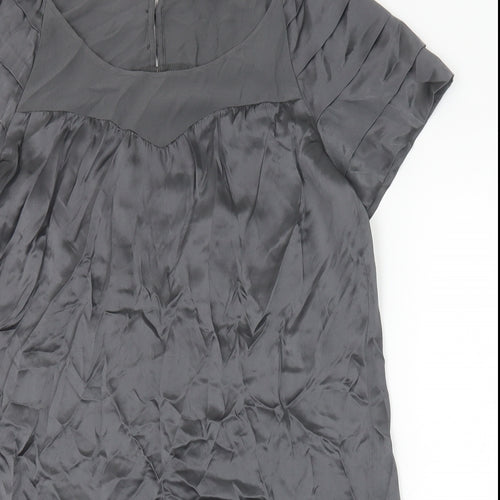 Set Womens Grey Silk Shift Size 10 Scoop Neck Pullover