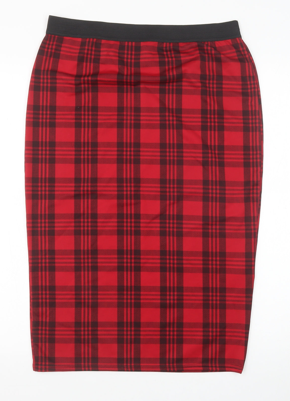 Select Womens Red Plaid Polyester Straight & Pencil Skirt Size 14