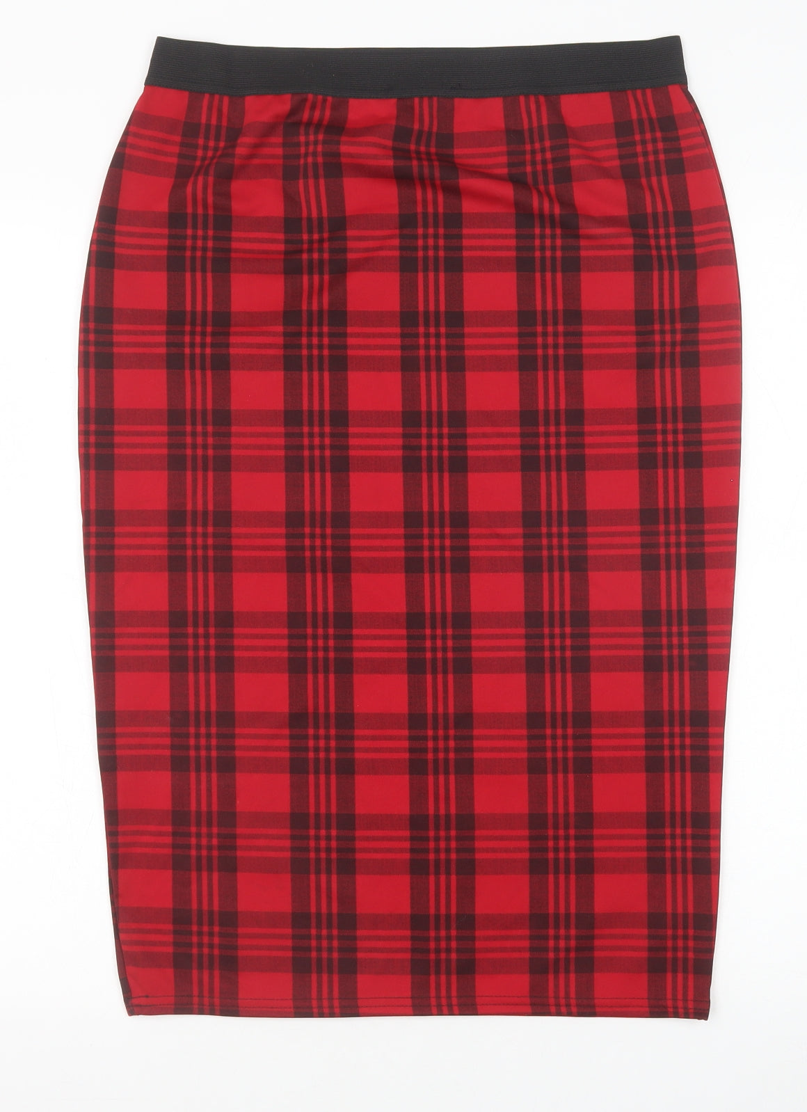 Select Womens Red Plaid Polyester Straight & Pencil Skirt Size 14