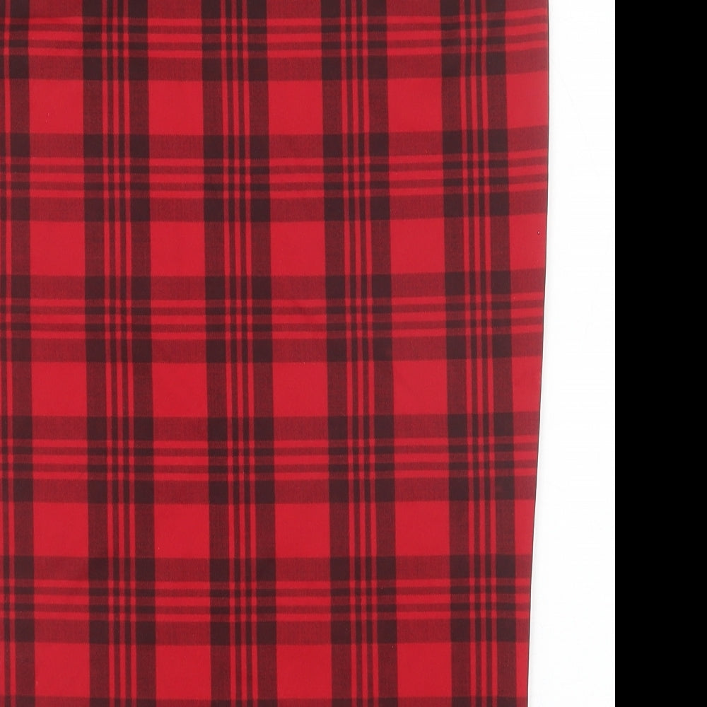 Select Womens Red Plaid Polyester Straight & Pencil Skirt Size 14