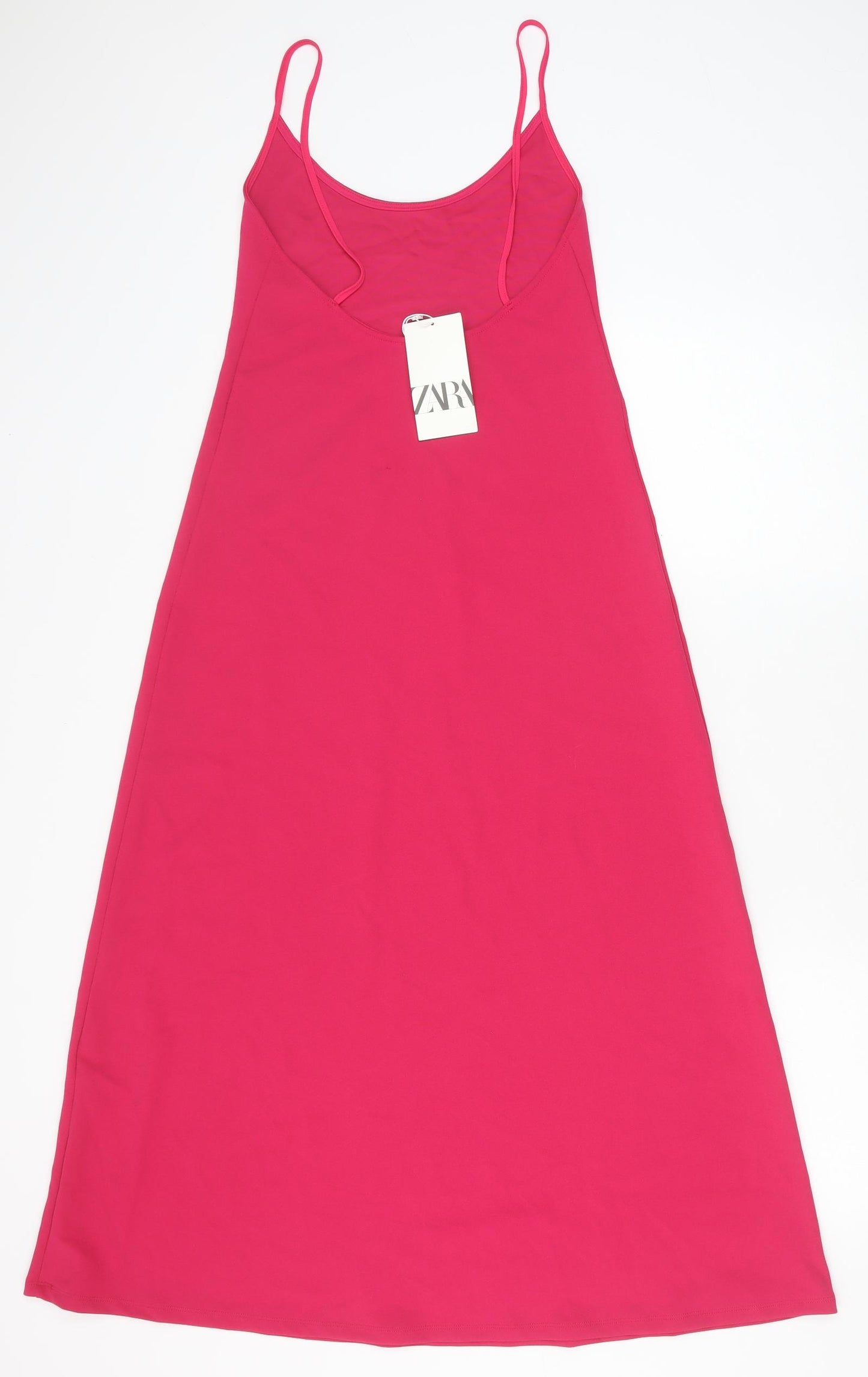 Zara Womens Pink Polyester Maxi Size S Scoop Neck Pullover