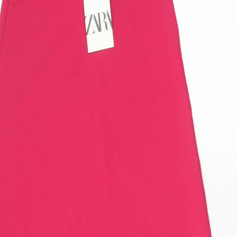 Zara Womens Pink Polyester Maxi Size S Scoop Neck Pullover