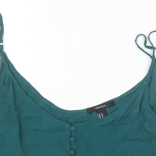 FOREVER 21 Womens Green Viscose Camisole Tank Size M Scoop Neck - Cropped