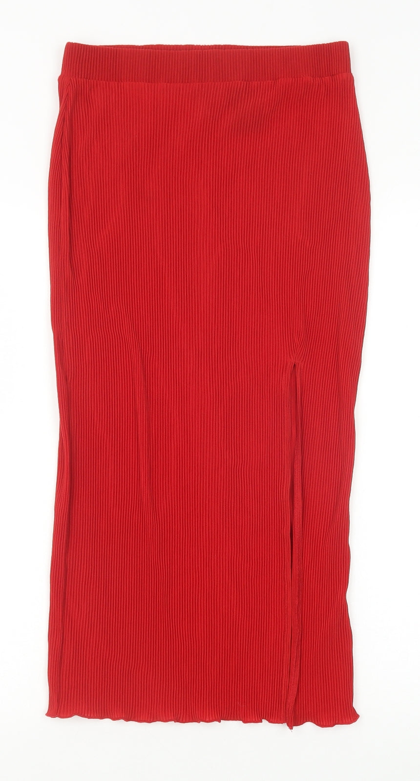H&M Womens Red Polyester Pleated Skirt Size S
