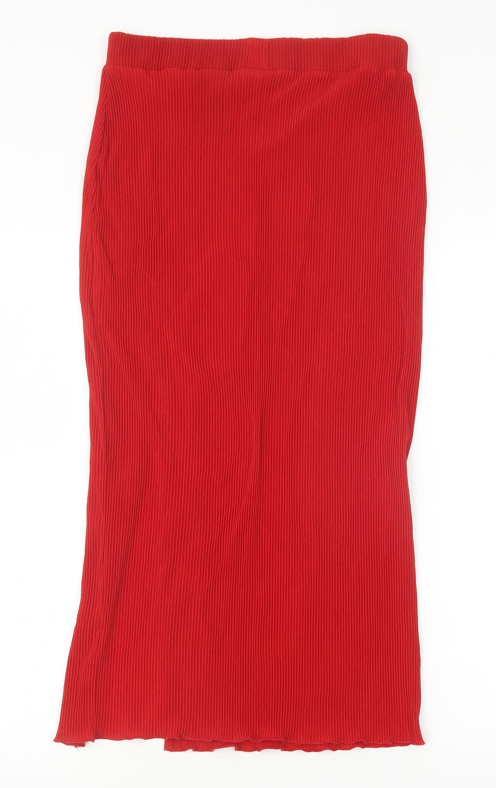 H&M Womens Red Polyester Pleated Skirt Size S
