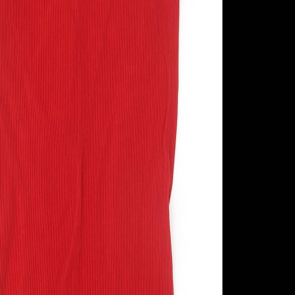 H&M Womens Red Polyester Pleated Skirt Size S