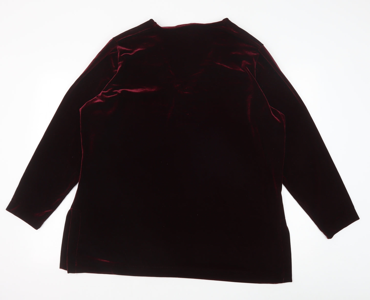 Marks and Spencer Womens Red Polyester Basic Blouse Size 22 V-Neck