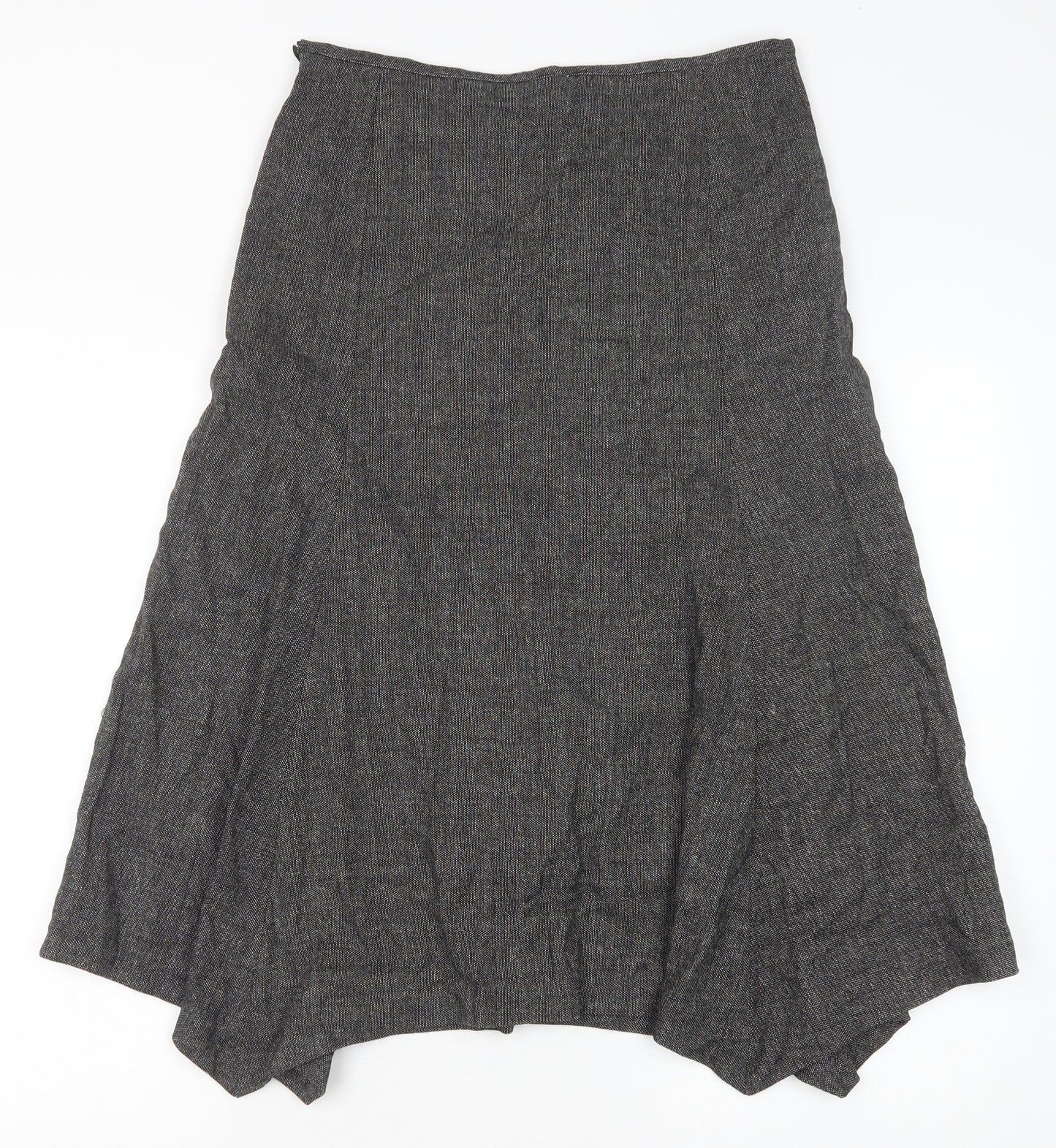 Marks and Spencer Womens Grey Wool Swing Skirt Size 10 Zip