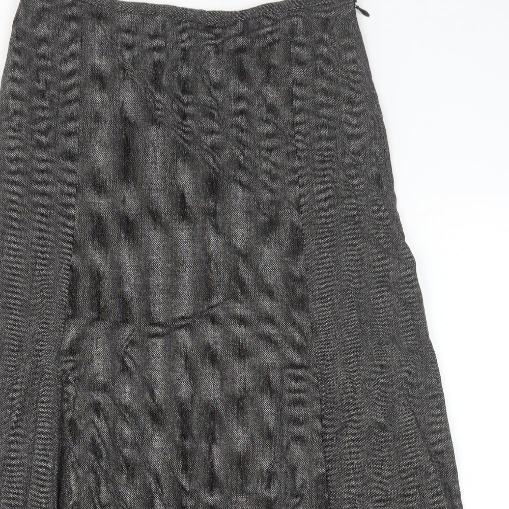Marks and Spencer Womens Grey Wool Swing Skirt Size 10 Zip