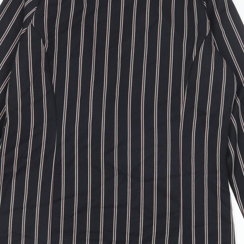 Boohoo Womens Black Striped Polyester Jacket Blazer Size 14