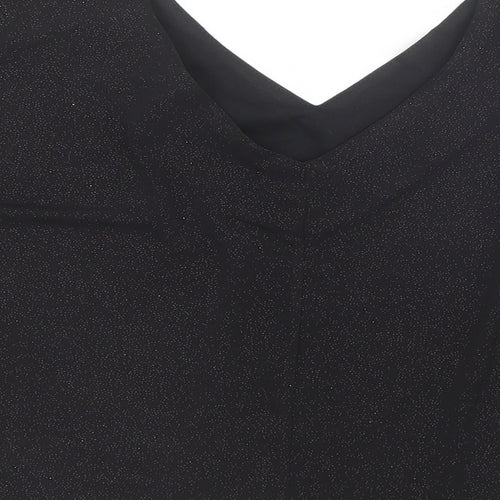 Dorothy Perkins Womens Black Polyester Basic Blouse Size 6 V-Neck - Batwing