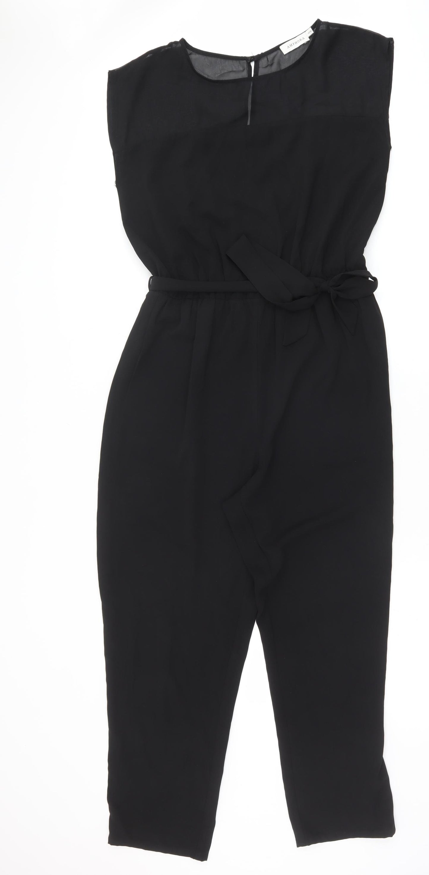 Amphora Womens Black Polyester Jumpsuit One-Piece Size 14 Zip