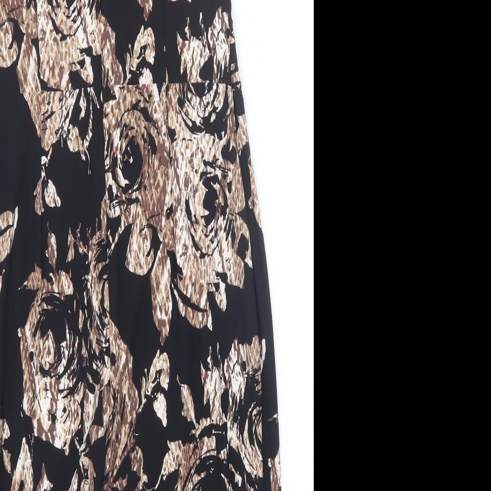 Phase Eight Womens Black Geometric Polyester Sheath Size 12 Boat Neck Zip