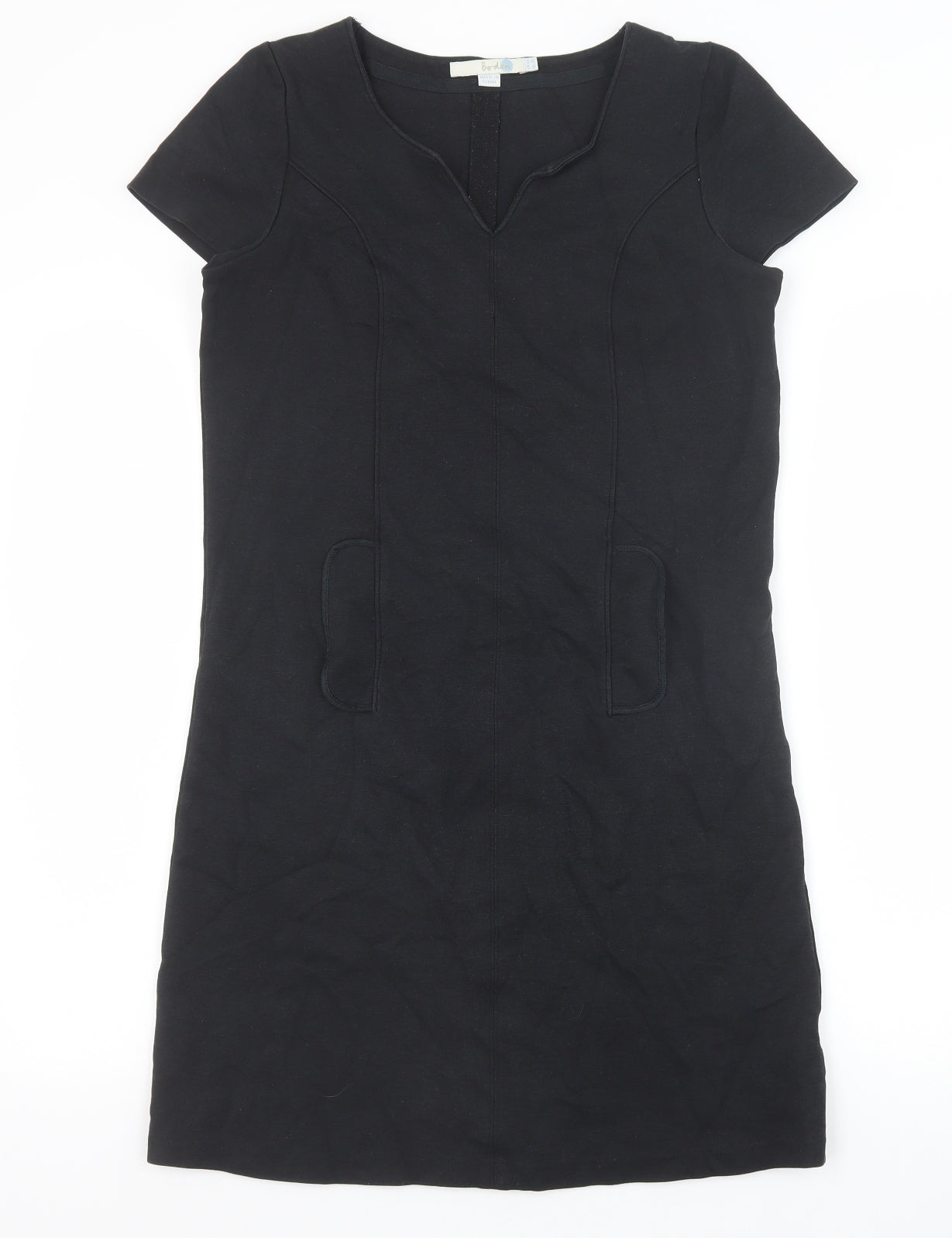 Boden Womens Black Cotton A-Line Size 6 V-Neck Pullover