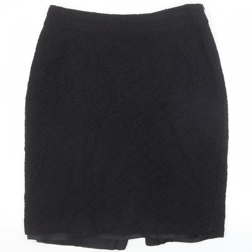 Monsoon Womens Black Geometric Cotton Mini Skirt Size 14 Zip