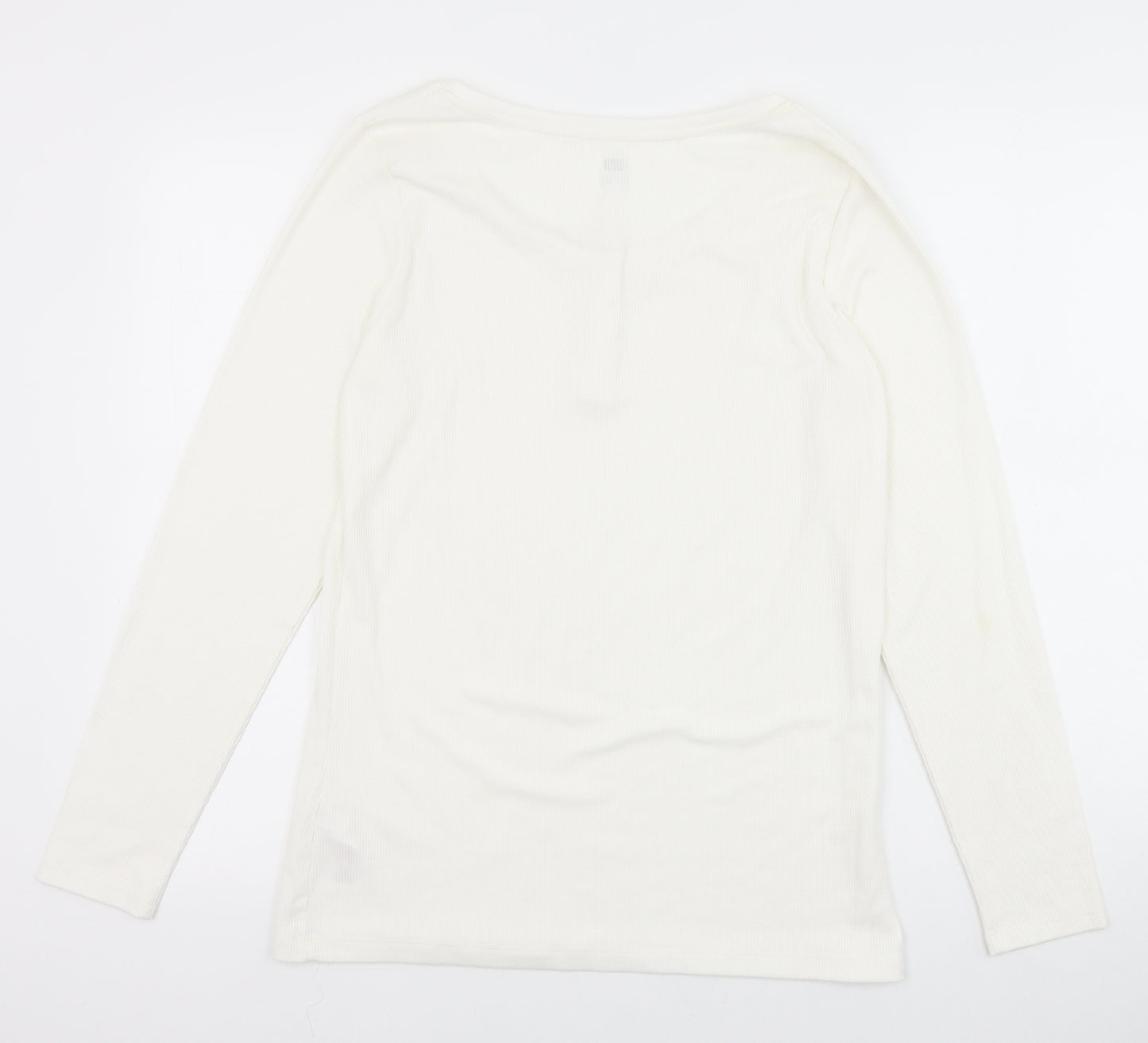 F&F Womens Ivory Viscose Basic T-Shirt Size 18 Round Neck