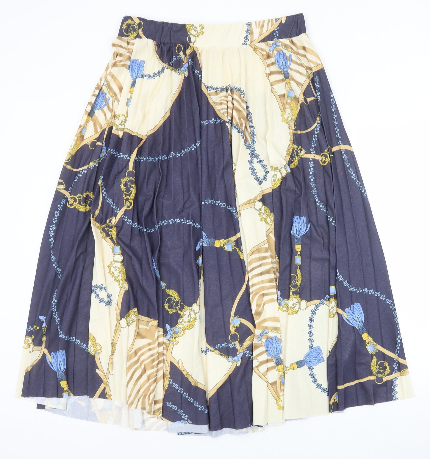 H&M Womens Blue Geometric Polyester A-Line Skirt Size L