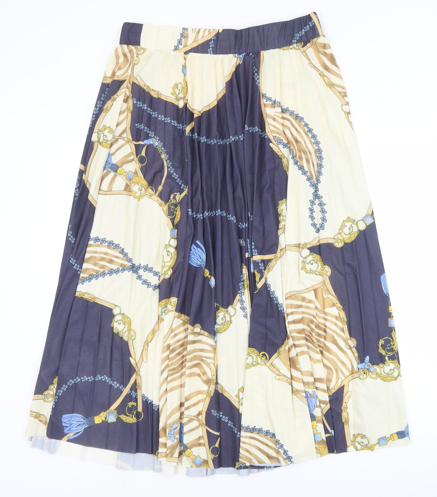 H&M Womens Blue Geometric Polyester A-Line Skirt Size L