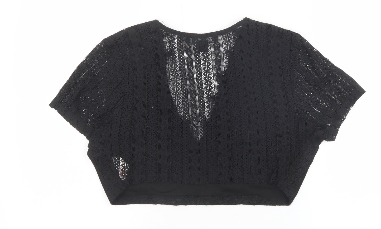 Primark Womens Black Polyester Basic T-Shirt Size S V-Neck