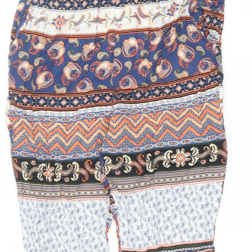 ESMARA Womens Multicoloured Geometric Polyester Jumpsuit One-Piece Size 8 Button