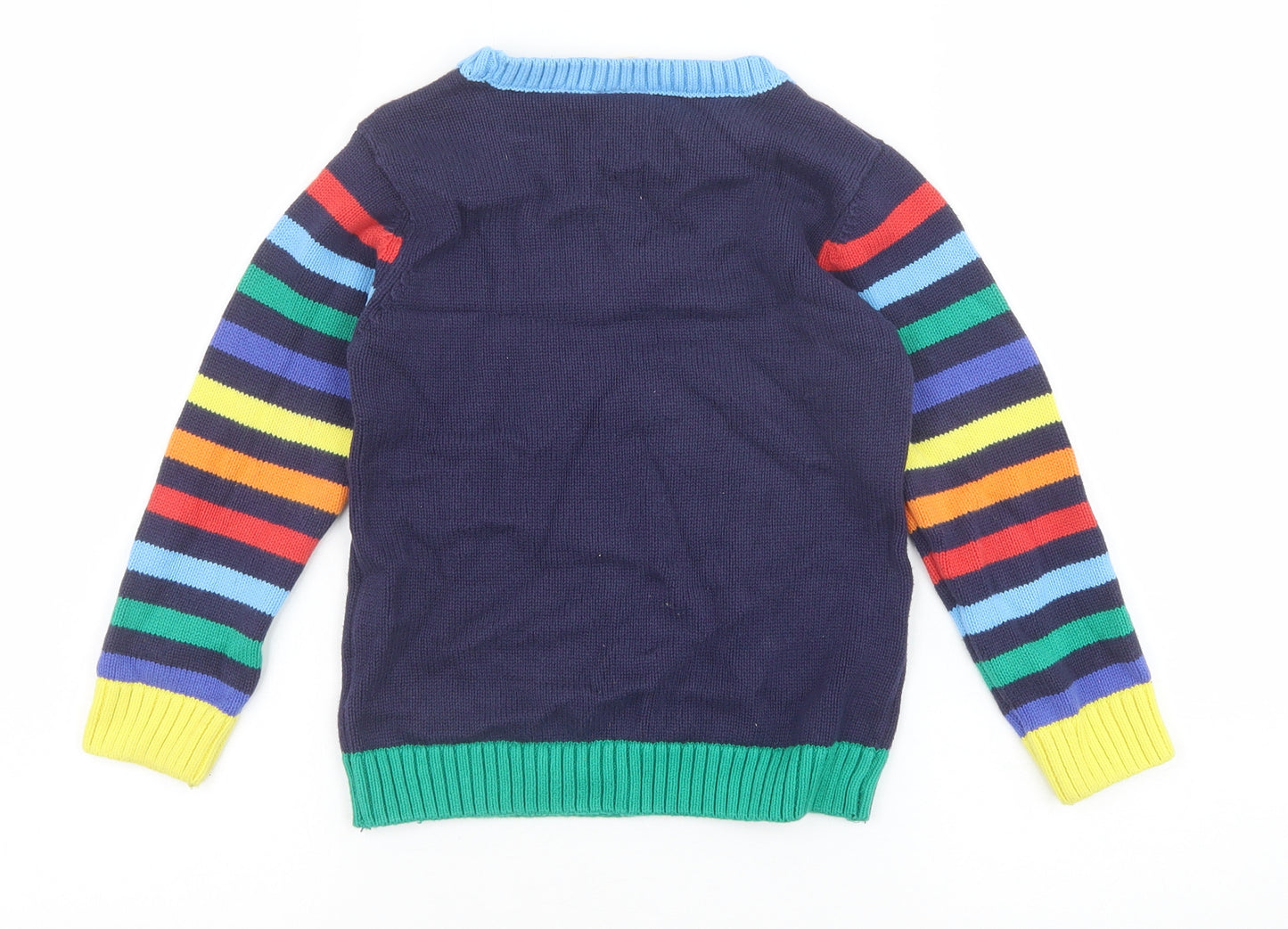 Little Bird Boys Blue Round Neck 100% Cotton Pullover Jumper Size 5-6 Years Pullover - Christmas