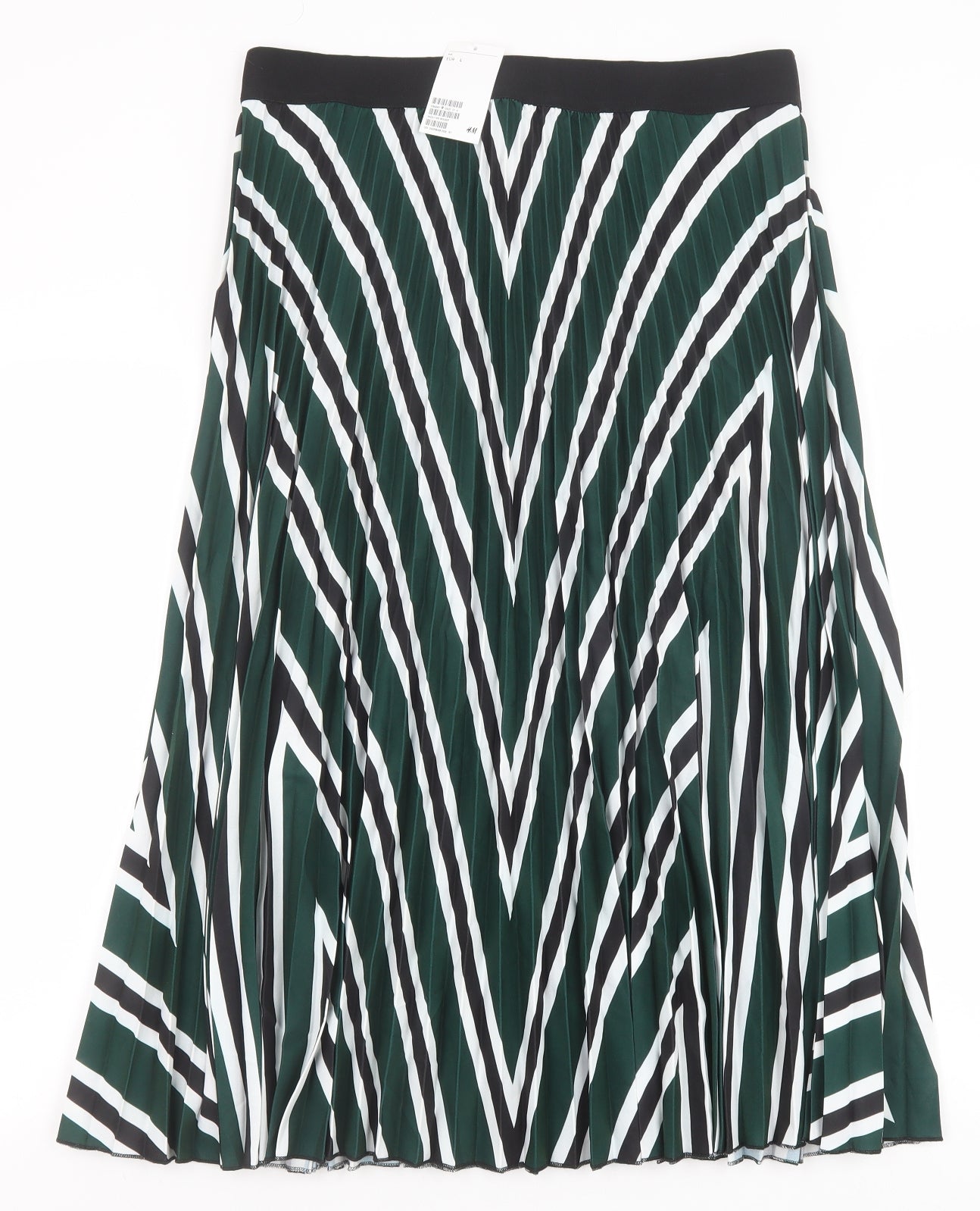 H&M Womens Green Geometric Polyester A-Line Skirt Size L