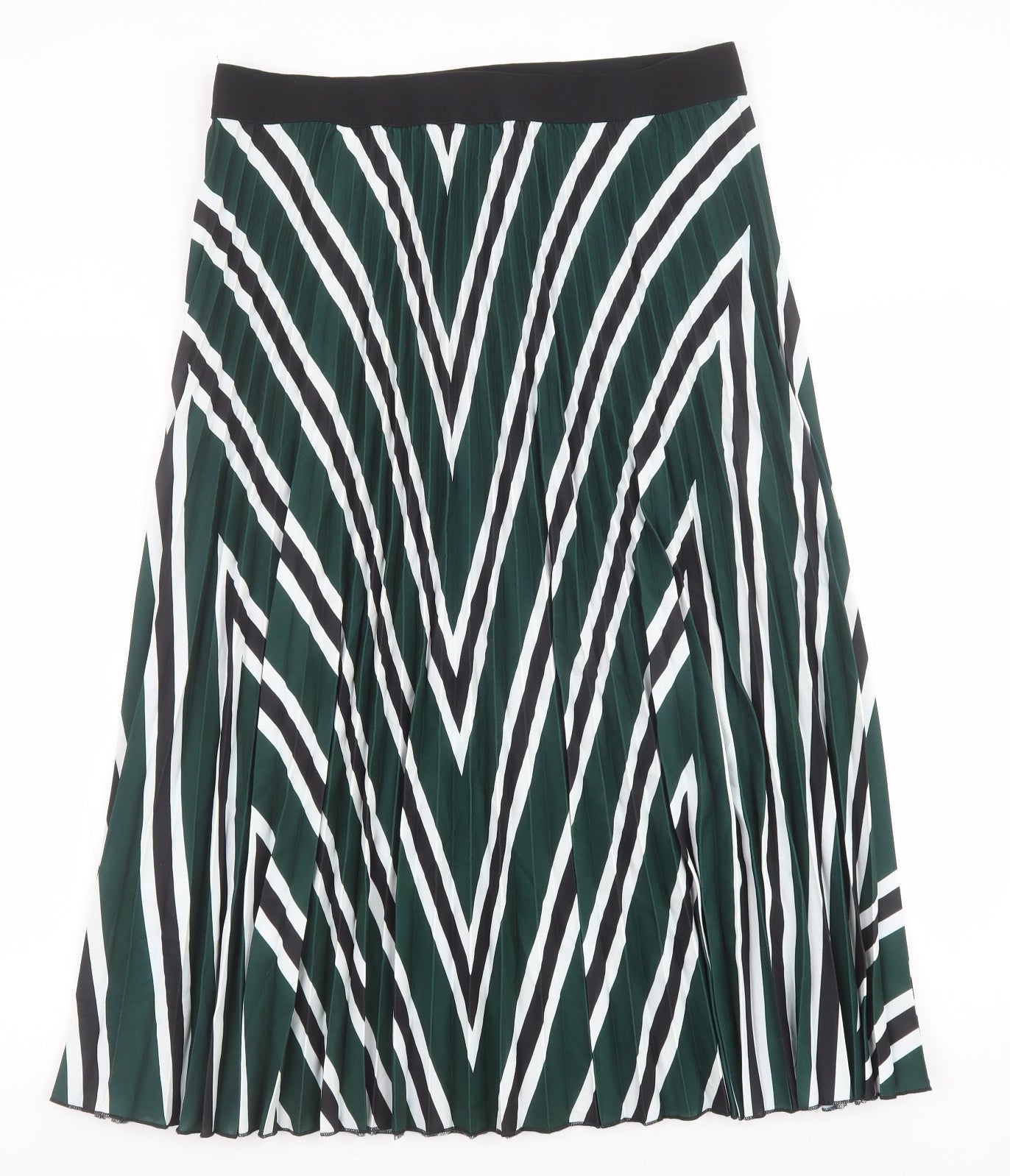 H&M Womens Green Geometric Polyester A-Line Skirt Size L