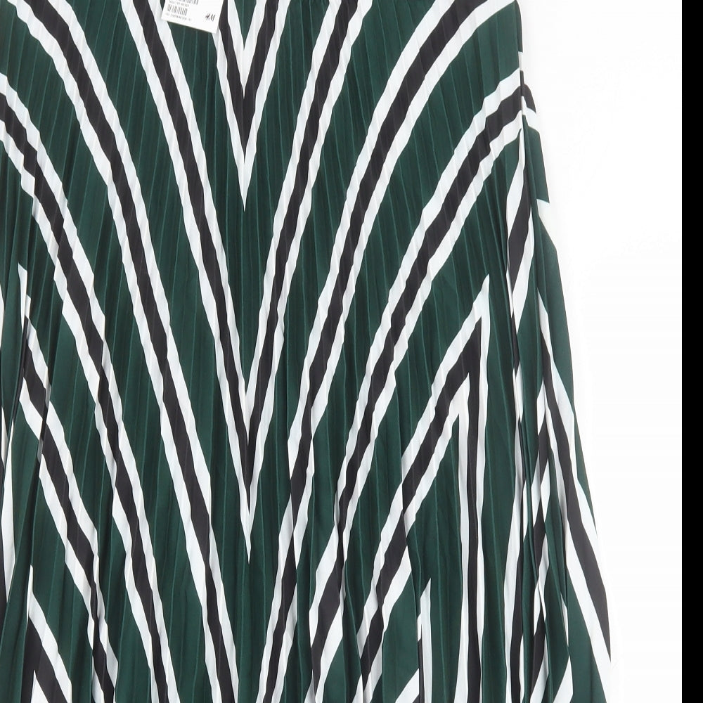 H&M Womens Green Geometric Polyester A-Line Skirt Size L