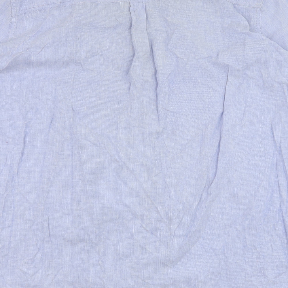 Bonmarche Womens Blue 100% Cotton Basic Button-Up Size 24 V-Neck