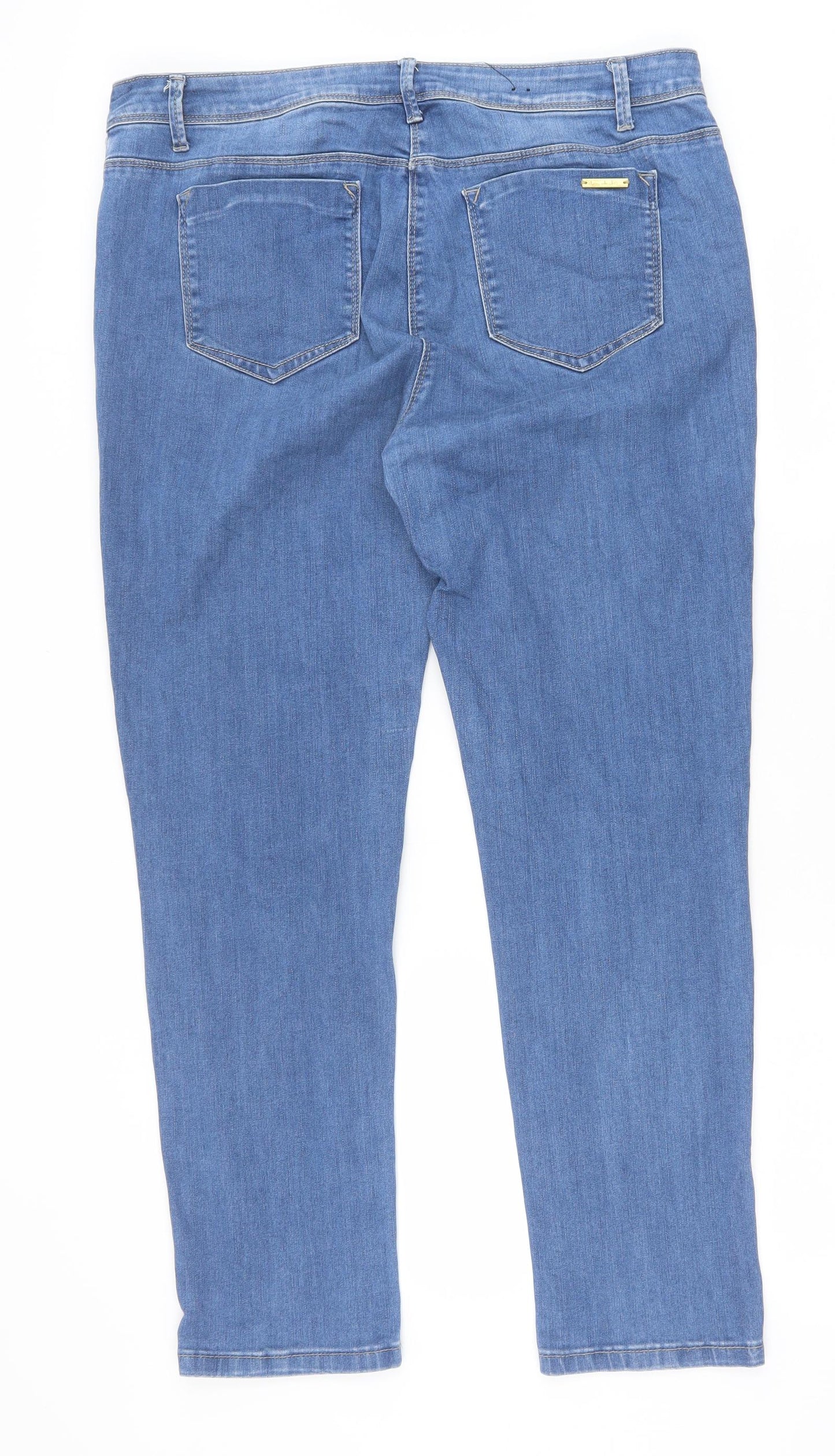 Principles Womens Blue Cotton Straight Jeans Size 16 Slim Zip