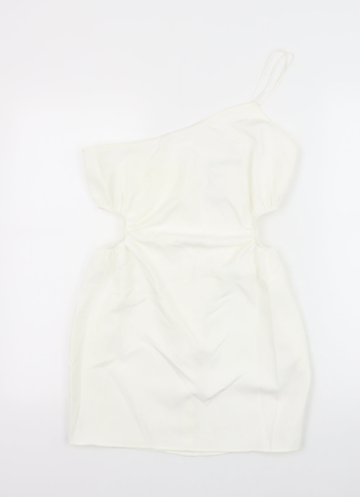 Zara Womens White Polyester Mini Size M One Shoulder Zip