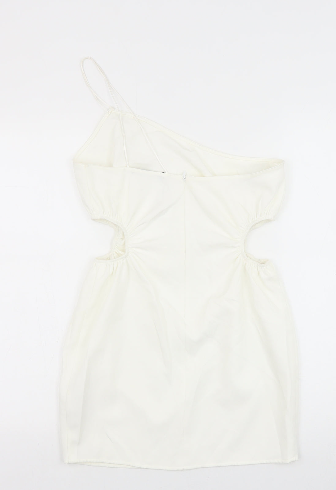 Zara Womens White Polyester Mini Size M One Shoulder Zip